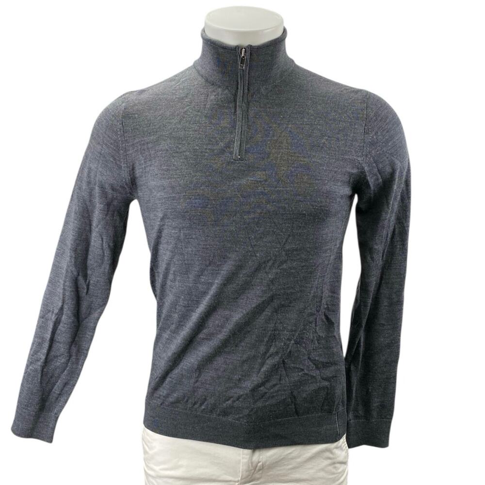 Reiss Men's Gray Turtleneck Long Sleeve 1/4 Zip Sweatshirt Sweater Top Size S